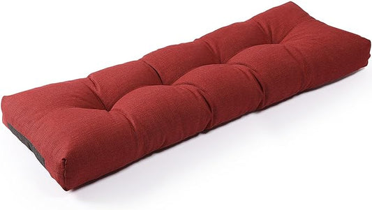 SUNROX LokGrip Non Slip Tufted Memory Foam Bench Cushion, FadeShield Water Resistant Durable Thicken Outdoor/Indoor Bench Seat Pads 59x16x4 inch, Burgundy