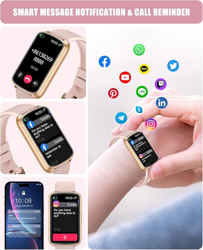 Fitness Tracker, Smart Watch for Women Men with 24/7 Heart Rate/Blood Pressure/Blood Oxygen Monitor,Sleep Tracker,Step & Calorie Counter, IP68 Waterproof Fitness Watches Compatible with Android&iPhone