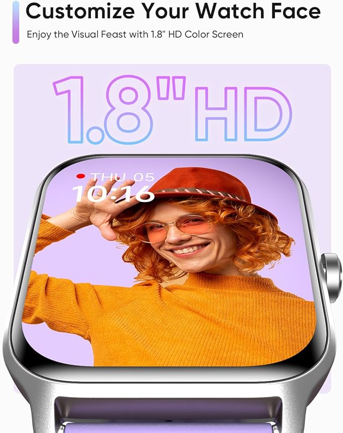 Fitpolo Smart Watches for Women Men, Alexa Built-in 1.8" Fitness Tracker Watch for Android iOS, Waterproof Activity Trackers with 100 Sports, GPS via Phone, Heart Rate Sleep SpO2 Monitor - Purple