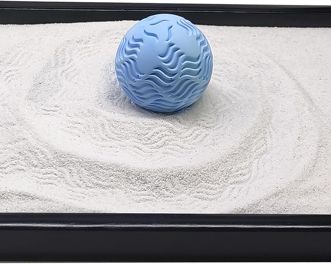 Japanese Zen Garden Kit for Desk with 3 Sand Spheres, Zen Decor with Wooden Tray and Natural Rake Torii Gate Ornament for Home & Office, Desktop Sandbox for Relaxation and Meditation