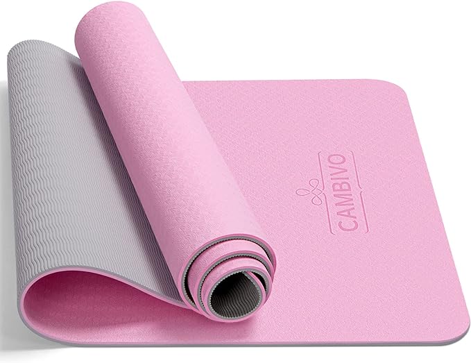 CAMBIVO Yoga Mat for Women Men Kids, 1/3 & 1/4 & 2/5 Inch Extra Thick Yoga Mat Non Slip, 72" x 24" TPE Yoga Mats, Workout Mat with Carrying Strap for Yoga, Pilates and Floor Exercises