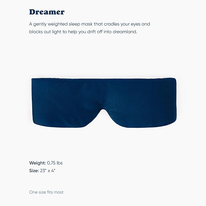 Bearaby Midnight Blue Sleep Mask 23” x 4” Weighted Eye Mask for Sleeping 0.75 lbs 100% Light Blocking Mask for Travel and Rest Silky Soft Fabric for Deep Gentle Sleep
