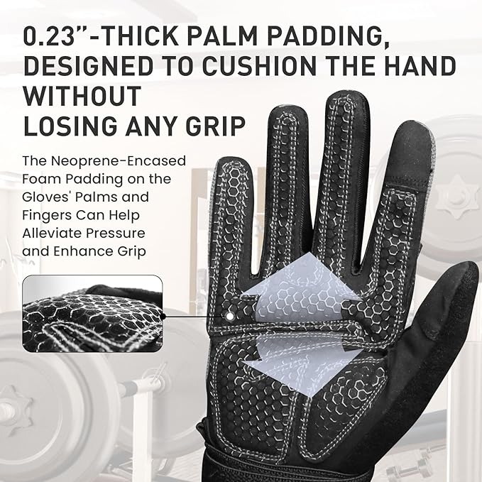 FINGER TEN Weightlifting Workout Gloves Full Half Finger with Wrist Strap Support, Padded Grip for Weight Lifting Gym Fitness Exercise Training Men Male