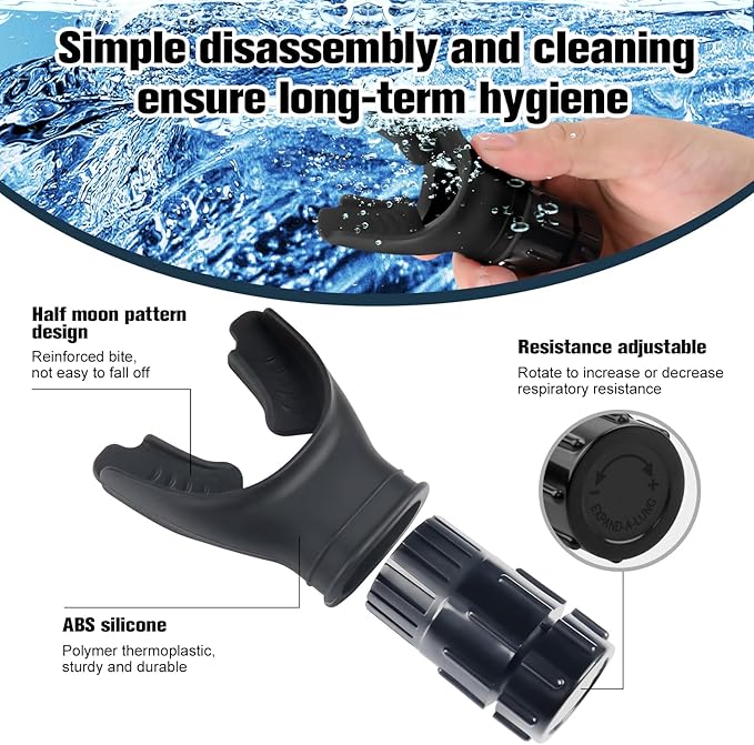 Breathe Trainer,Muscle Trainer,Portable Adjustable Trainer for and Muscular Exercise - Suitability Running Daily Fitness Training, Easy to Clean,for All（Black）