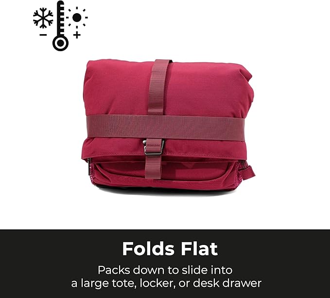 Dual Compartment Insulated Lunch bag, with 2 Leakproof Compartments & Roll-top, 13L lunchbox for work (Burgundy)