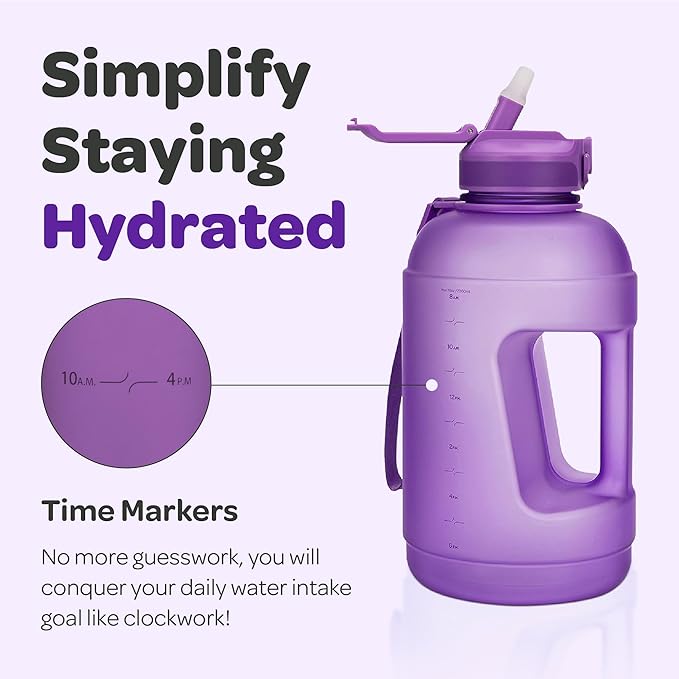 Hydracy Water Bottle with Time Marker -Large BPA Free Water Bottle & No Sweat Sleeve -Leak Proof Gym Bottle with Fruit Infuser Strainer & Times to Drink -Ideal for Fitness Sports & Outdoors