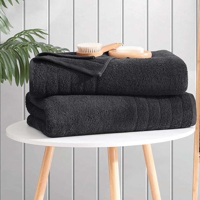 Casa Platino Bath Sheet Towel Set, 4 Pack Bath Sheet(36"x 72"), 100% Ring Spun Cotton Bath Sheets, Lightweight Black Bath Sheet, Highly Absorbent Black Towels, Quick Drying Towels Set, Soft Towel