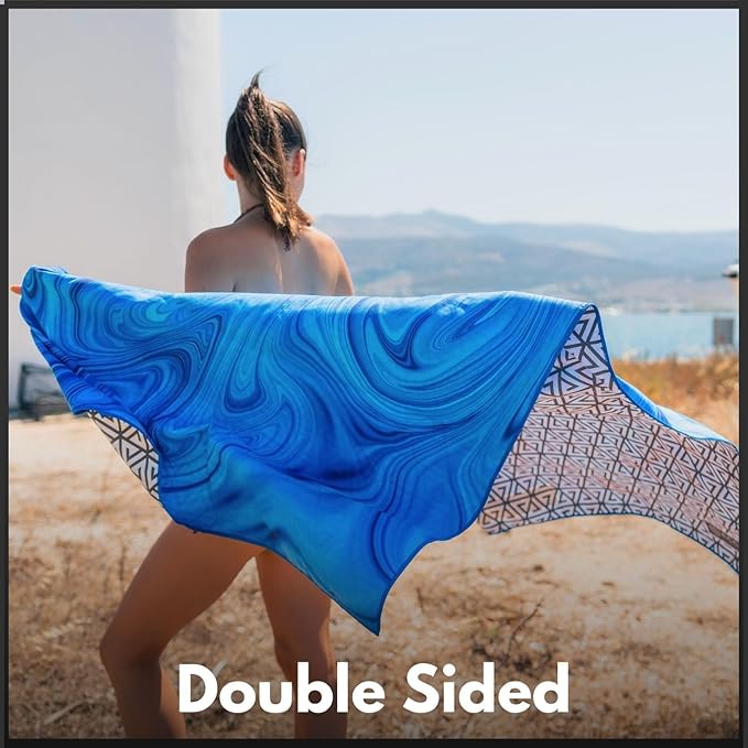 ECCOSOPHY Microfiber Beach Towel - Sand Free Towels are Quick Dry, Light Weight, Super Absorbent - Perfect Pool, Travel, Cruise, Camping Essentials - Oversized Extra Large for Adults 71x35 in