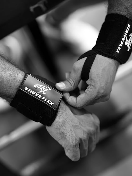 Weightlifting Wrist Wraps 12" Professional Quality Wrist Support with Heavy Duty Thumb Loop - Best Wrap for Powerlifting Competition, Strength Training, Bodybuilding (Black)