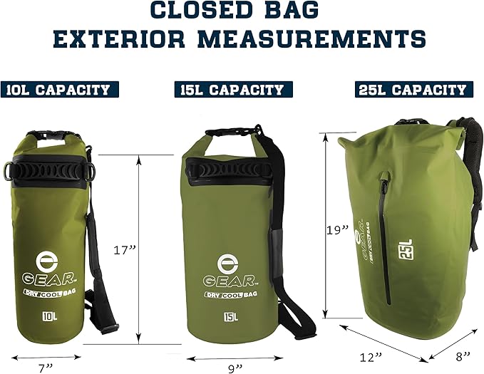 Insulated Dry Bag Floating Cooler – 10L / 15L / 25L Roll Top, Leak Proof, Waterproof, Collapsible, with Padded Shoulder Strap - Perfect for Kayaking Fishing Beach