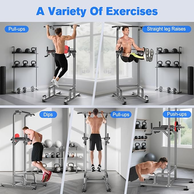 RELIFE REBUILD YOUR LIFE Power Tower Pull Up Bar Station Workout Dip Station for Home Gym Strength Training Fitness Equipment