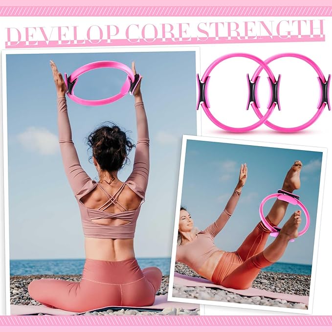 Poen Home Pilates Kit for Women Pilates Equipment Ring and Ball Set with Stretching Strap 8 Resistance Bands Non Slip Socks Gym Back Bags Exercise Equipment for Workout