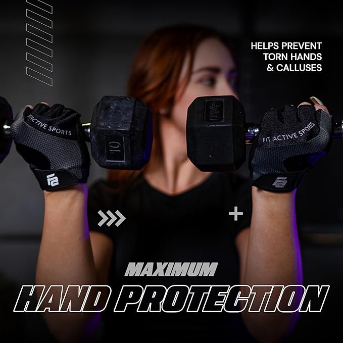 Fit Active Sports Max Grip Weight Lifting Workout Gloves for Gym Lifting, Biking, Fitness Training | Lightweight, Breathable, Non Slip | Men and Women