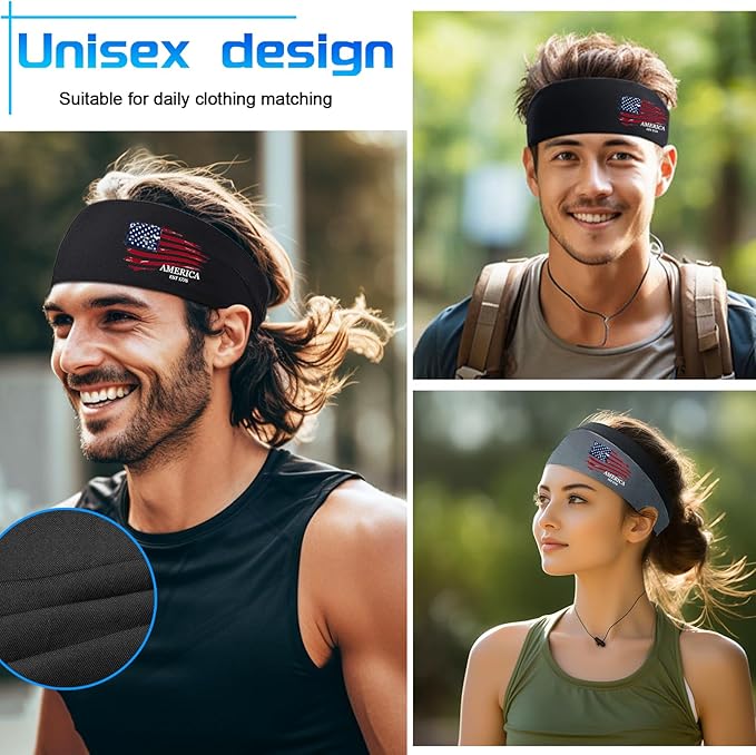 Sports Headbands for Men 3pcs Sweat Bands Headbands Men Sweatbands for Mens Women Running Head Bands Hairband