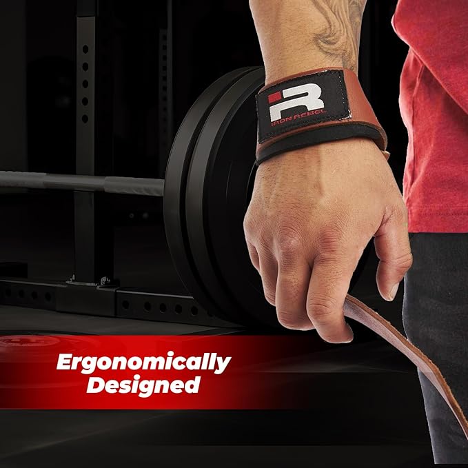 Iron Rebel Padded Leather Lifting Straps for Men & Women | Gym Weightlifting Straps | Comfortable Grips for Deadlifts, Training, Powerlifting, & Bodybuilding