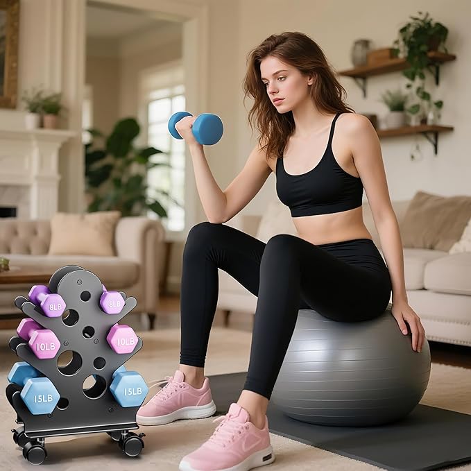 Dumbbell Rack Stand Only(Dumbbells Not Included) - Dumbbell Storage Rack with/without Wheels, Space Saver for Home Gym.