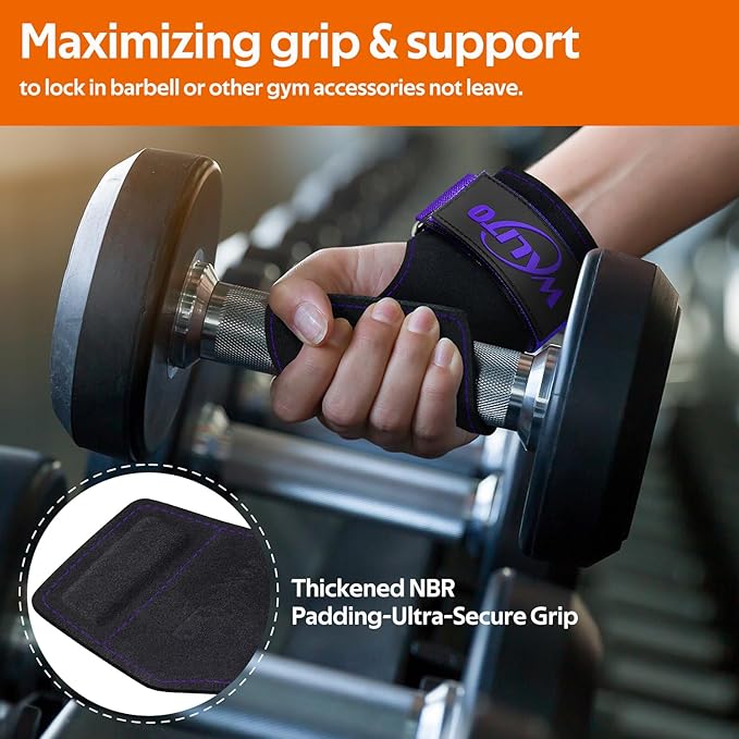 WALITO Weight Lifting Wrist Strap, Double Leather Weightlifting Wrist Straps for Gym Strength Training, Neoprene Padded Wrist Wraps - for Men & Women (Pair)