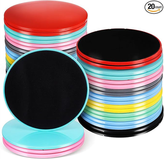 20 pcs Core Sliders Bulk Exercise Glider Discs Gifts for Group Training Classes Fitness Slider Workout Dual Sided AB Pads for HIIT Gym Carpet Hardwood Floor