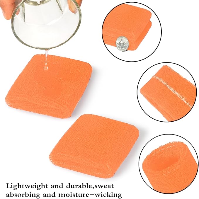 24 Pcs Neon Sweatbands Set Include 8 Pcs Sports Headband and 16 Pcs Cotton Wristbands 80s Neon Sweat Bands Bulk for Gym, Tennis, Basketball, Running, Exercise