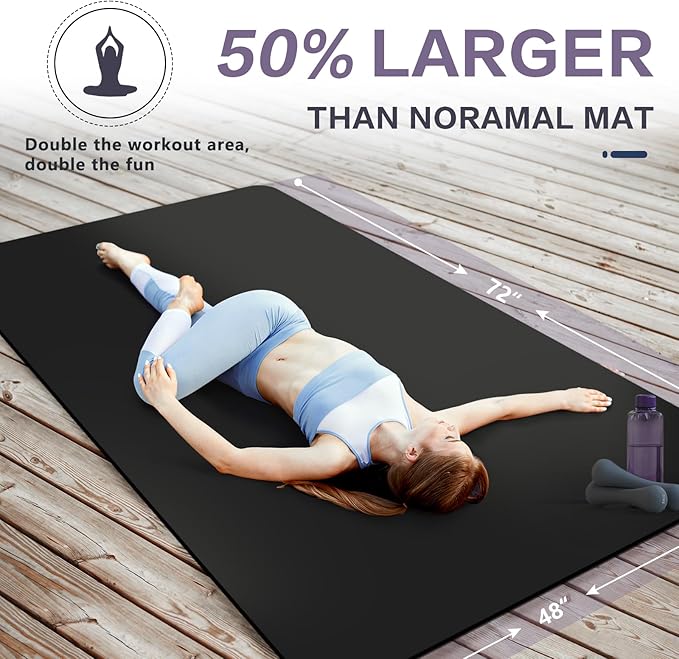 UMINEUX Extra Thick Yoga Mat, 2/5 Inch (10MM), Natural Rubber and TPE Non Slip Yoga Mats with Strap for Women Men, Eco Friendly Exercise Mat for Yoga, Pilates and Home Workout