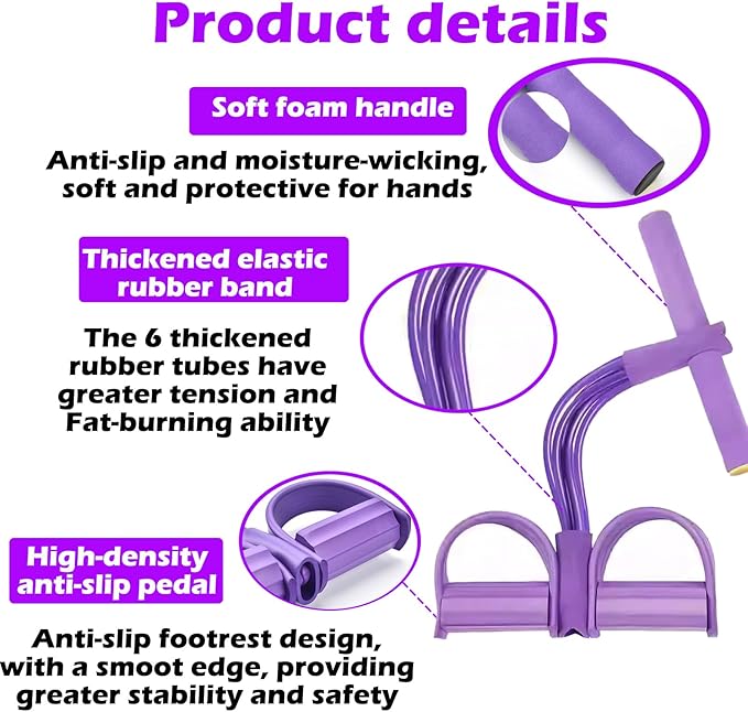 21 Fitness Resistance Bands-6 Tube Pedal Ankle Puller, 2025 Upgraded Multifunction Tension Rope, Home Gym Equipment for Full Body Strength for Abdomen/Waist/Arm/Leg Training and Stretching