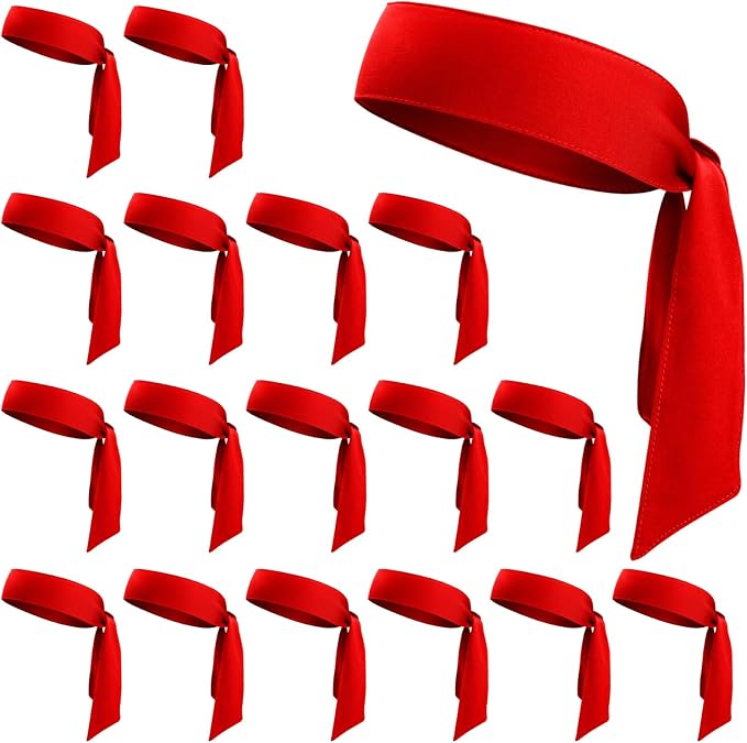 ONUPGO 18Pcs Head Ties for Men Women, Adjustable Headbands Sports Sweatband Ninja Ties Head Band, Sweat Wicking Workout Headband for Sports, Running, Tennis, Yoga, Soccer, Karate