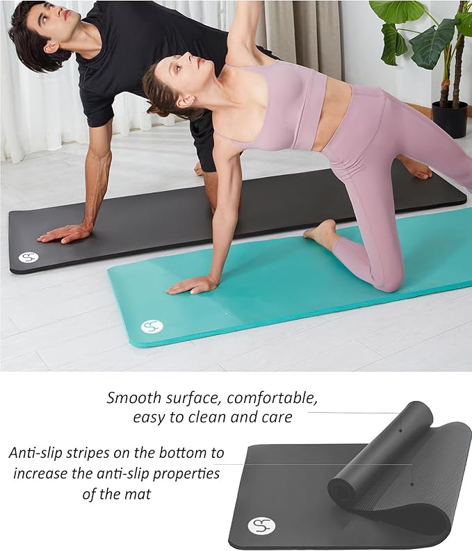 Yoga Mat Thick 1 inch Exercise Mat 76.7"x24" Workout Mats for Home Gym, Non-slip Yoga Mat for Women Men, with Carrying Yoga Bag