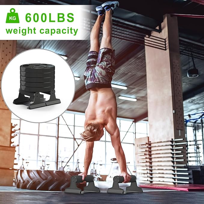 SELEWARE Wood Push Up Bars, Heavy-Duty Steel Pushup Stands, Floor Workouts Push Up Handles, Non-Slip Lion Design Base Parallettes Bars for Calisthenics, Handstand & Strength Training, Supports 600lbs