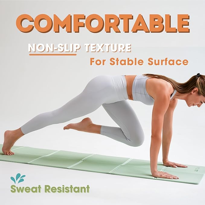 Polyfit Foldable Yoga Mat for Travel and Home Workouts - 7mm Thick - Lightweight, Packable, and Easy to Store - Folding Workout Mat for Women & Men - For Stretching, Yoga & Pilates