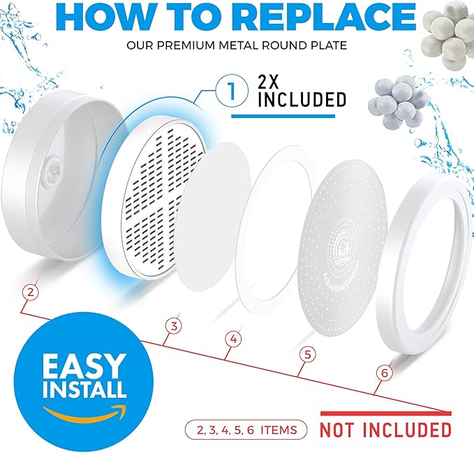 AquaHomeGroup Vitamin C + E + A Shower Filter Replacement Cartridge (Pack of 2) - Vitamin Infused Shower Head Filter for Healthier Skin, Hair, and Nails - Removes Chlorine