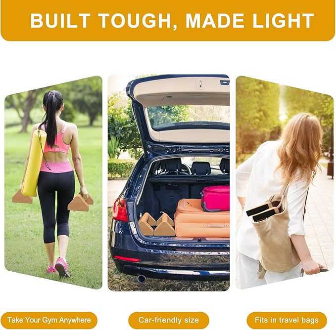 Kipika All-Wood Push Up Bars - 4" Beech Wood Push-up Handles for Floor, Non-Slip Rubber Base, Triangular Pushup Stands, Home Gym Fitness Equipment Perfect for Dips, L-Sit, Strength Training