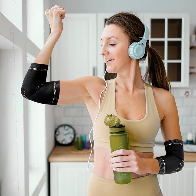 Copper Elbow Sleeve,Elbow Compression Sleeve, Elbow Brace For Tendonitis and Tennis Elbow,Golfers, Arthritis, Bursitis. Elbow Pain Relief,Weightlifting, Fit for Men & Women