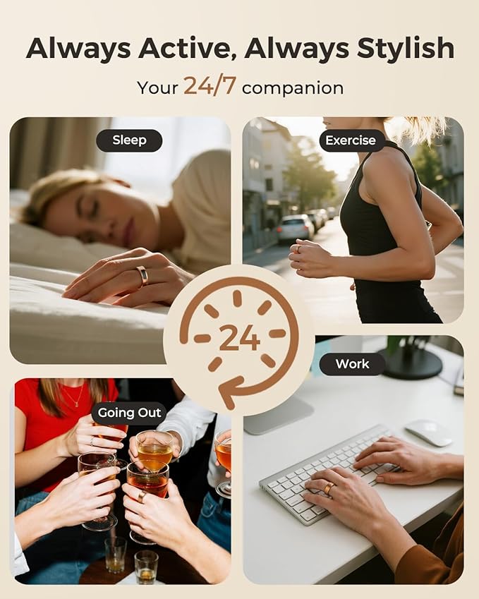 MUNBYN Smart Ring for Women and Men, Fitness Tracker with Sleep Tracking, Heart Rate, Blood Oxygen, Health Reports, Step Counter, 5ATM Waterproof, Compatible with iOS & Android, Rose Gold 10