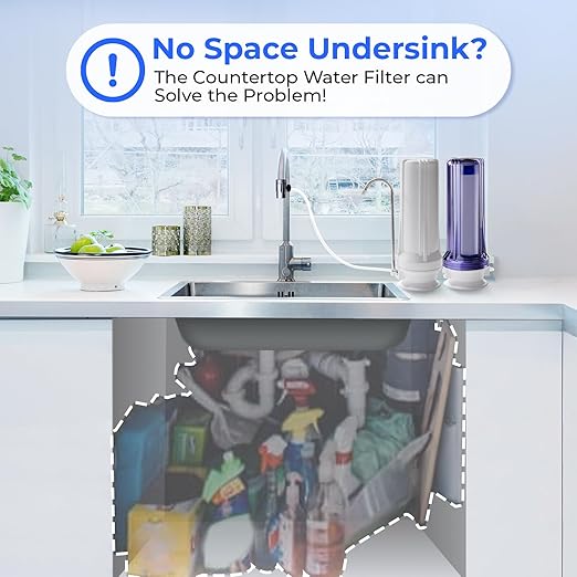 iSpring CKC2 2-Stage Countertop Water Filter, NSF/ANSI 58 Certified, Reduces PFAS, Chlorine, Sediment & Odor, 8000 Gallons, Up to 12 Months, Easy Installation, 2.5" x 10" - 2 Filters Included