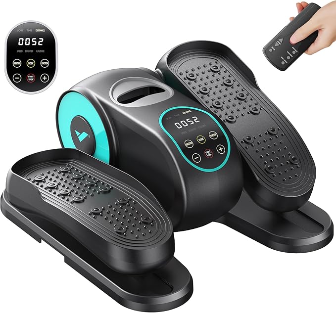 MERACH Under Desk Elliptical Machine, Ellipse Leg Exerciser as Seen on TV for Seniors with Remote Control & 12-Speeds, Quiet Portable Electric Seated Pedal Exerciser Machine for Home Office