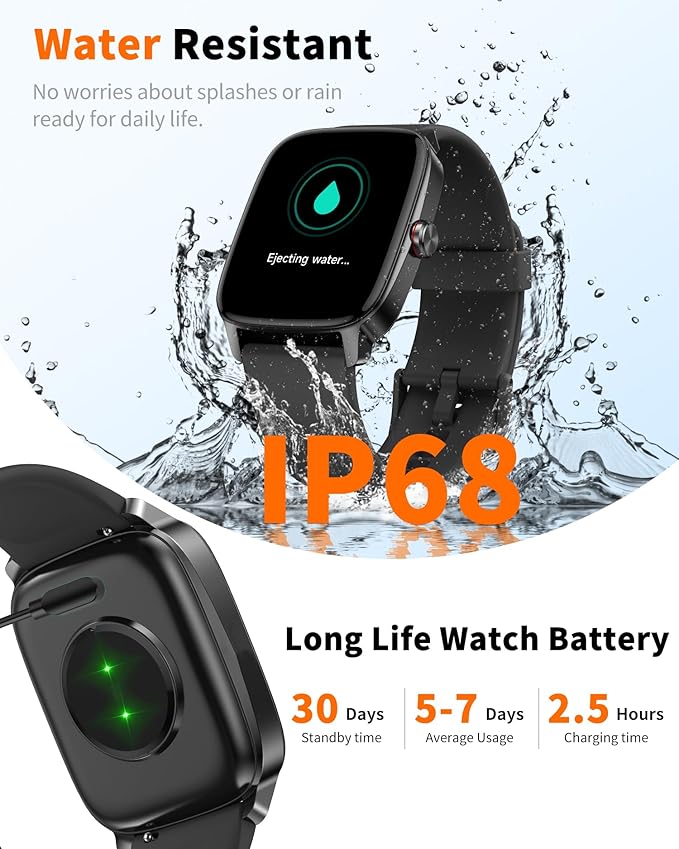 Smart Watch for Men Women Bluetooth Call, 1.85" HD Touch Screen AI Voice Smartwatch, Fitness Tracker with Sleep/Heart Rate Monitor, IP68 Waterproof, 100+ Sports Modes for Android & iOS