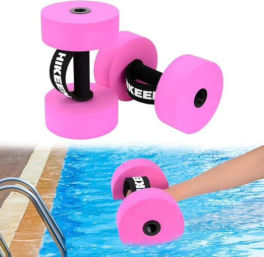 Hikeen Aquatic Exercise Dumbbells Water Dumbbell Pool Resistance Aquatic Fitness Barbells with 4 High-Density EVA Foam Pool Weights Dumbbells, for Water Aerobics Weight Loss
