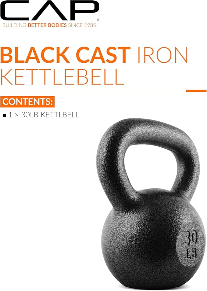CAP Barbell Black Cast Iron Kettlebell Single or Set | 10-80 Lbs