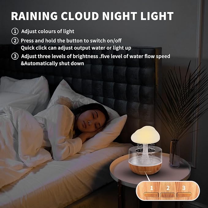 Aromatherapy Diffuser for Home and Office, Weljoy Rain Cloud Humidifier, Essential Oil Diffuser,Multiple Room Use, Mushroom Design
