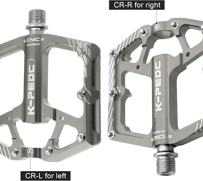 Bike Pedal Aluminum Alloy 9/16" Bike Pedal MTB Wide Platform Flat Non-Slip Bicycle Pedals with 3 Bearings for Mountain Bikes, Road, BMX