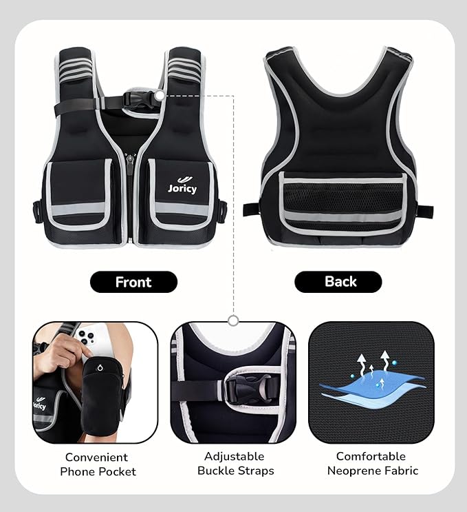 Adjustable Weighted Vest Woman 5-12lb/9-16lb/17-24lb/23-30lb Weight Vest with Reflective Stripe, Zipper Rucking Running Vests for Women Men Workout Walking Strength Training Weight Loss Fitness Weightlifting