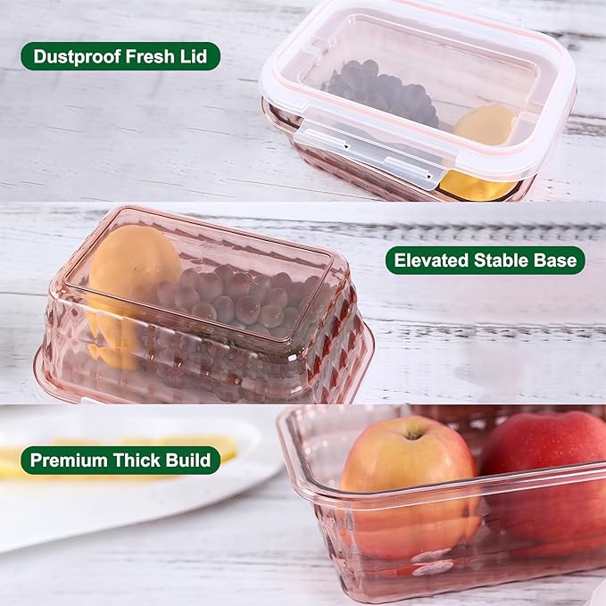 Taiuloo Set of 3 Food Storage Containers with Lids & Handle, BPA Free Plastic Meal Prep & Salad Bowl Containers To Go for Lunch, Salad Serving Bowls for Snack, Fruit, Veggie, Green