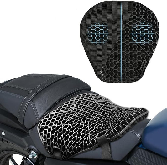 Heran Motorcycle Gel Seat Cushion, 3D Honeycomb Structure & High Elasticity Gel Material Breathable Shock-Absorbing Seat Cover for Comfortable Long-Distance Riding