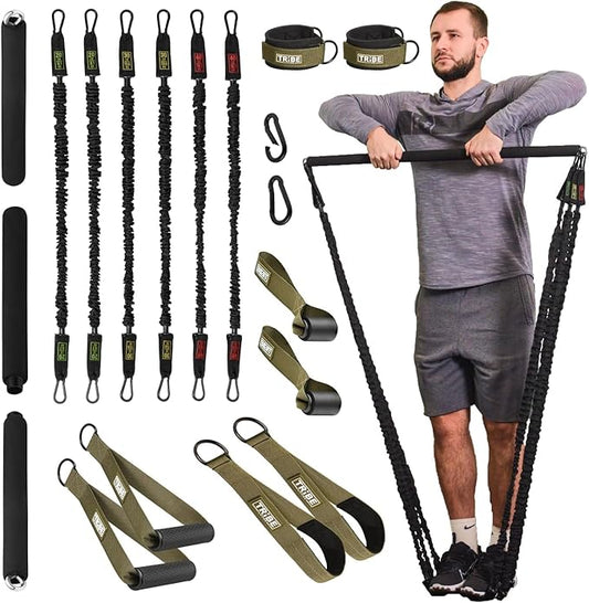 Tube Resistance Bands for Working Out Men and Women - Exercise Bands Resistance Bands Set, Resistance Band Bar, Handles, Ankle Straps, Foot Straps and Door Anchor