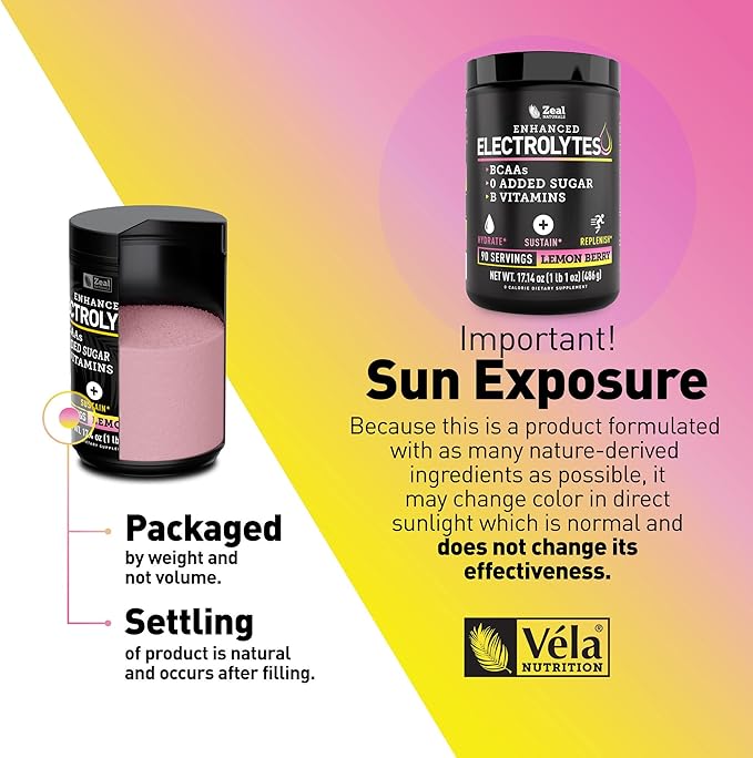 Zeal Naturals Electrolyte Powder Recovery Drink (90 Servings | Lemon Berry) w/ 0 Sugar +BCAAs +B-Vitamins Electrolyte Supplement w Potassium Zinc & Magnesium for Hydration - Keto Electrolytes