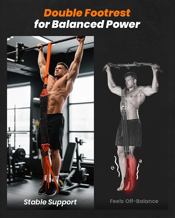 Pull Up Assistance Bands, Adjustable Heavy Duty Resistance Band for Pull Up Bar, Pull Up Assist Bands with Feet Rest for Strength Training, Home Fitness Workout Equipment, Height Adjustable