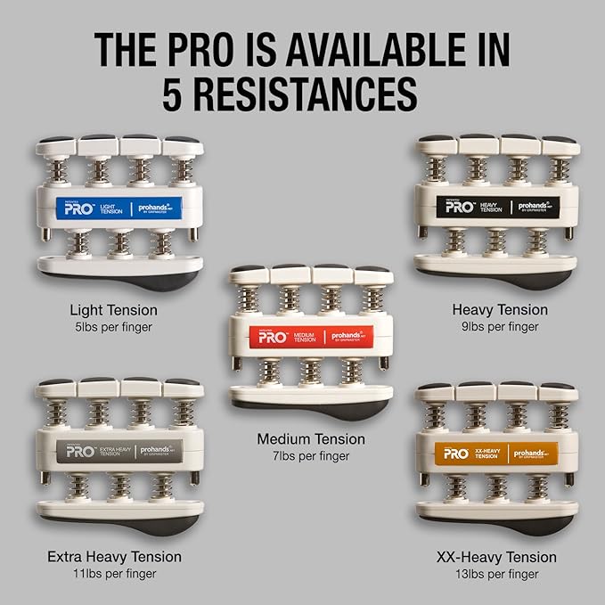 Prohands PRO Hand Exerciser, Finger Exerciser (Hand Grip Strengthener), Spring-Loaded, Finger-Piston System, Isolate and Exercise Each Finger