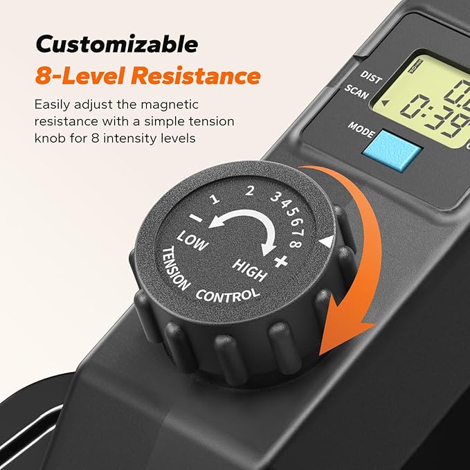 Sitting Under Desk Elliptical Machine, Leg Exerciser While Sitting for Seniors, Seated Pedal Exerciser, Quiet & Portable Pedal Exerciser with 8 Resistance Levels, Work from Home Fitness