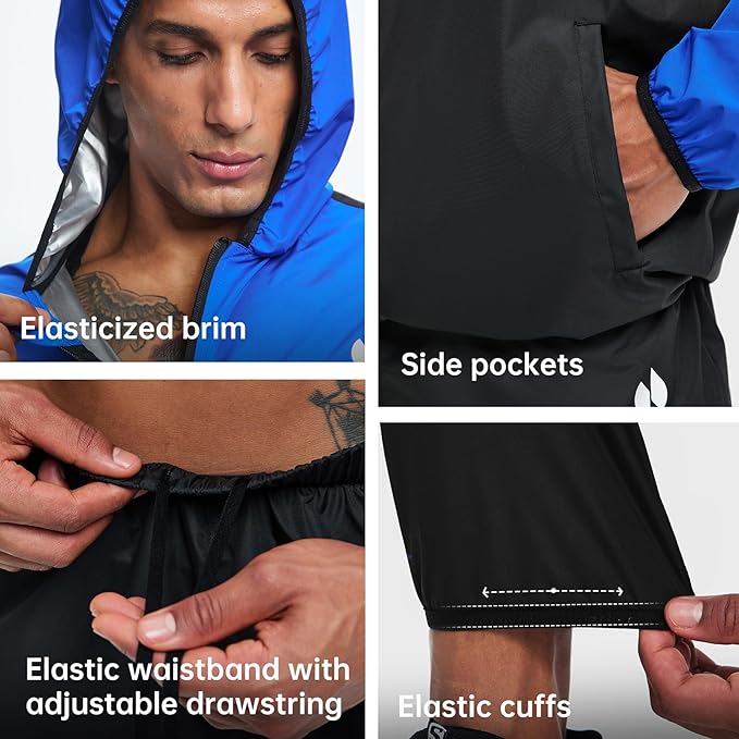 HOTSUIT Sauna Suit for Men Weight Loss Sweat Suits Gym Workout Exercise Sauna Jacket Pant Full Body