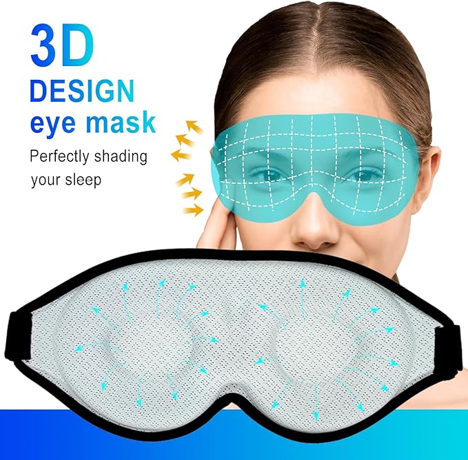 3D Sleep Mask, 100% Blackout 3D Contoured Sleep Eye Mask, Comfortable & Super Soft Sleeping Mask with Adjustable Straps for Women, Men, Sleeping Travel Yoga Naps (Baby Blue)